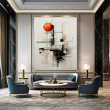 Load image into Gallery viewer, Geometric Abstract with Orange Sphere Abstract Canvas Painting, Perfect for Creative Studio &amp; Modern Art Gallery LargeART1213
