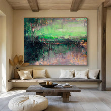 Load image into Gallery viewer, Green - Toned Abstract Landscape Painting On Canvas DKH395
