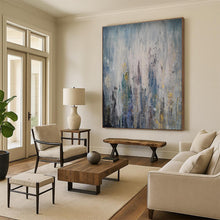 Load image into Gallery viewer, Blue - Gray - Gold Drip Abstract Acrylic Art - Perfect for Art Deco Lounge &amp; Creative Workshop LargeART0561
