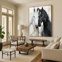 Load image into Gallery viewer, Black &amp; White Equine Abstract Painting, Ideal for Equestrian - Themed Study &amp; Classic Living Room LargeART2122
