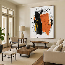 Load image into Gallery viewer, Black, Yellow, and Orange Abstract Forms Acrylic Art - Perfect for Contemporary Gallery &amp; Vibrant Studio Space LargeART0607
