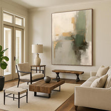 Load image into Gallery viewer, Large - Scale Green - Gold - Gray Abstract Art for Modern Living Room &amp; Artistic Office LargeART0524
