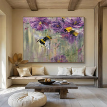 Load image into Gallery viewer, Floral and Bee Abstract Painting on Canvas - “Nature&#39;s Harmony” DKH718
