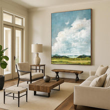 Load image into Gallery viewer, Blue and Green Cloudscape Abstract Painting, Suited for Country - Style Living Room &amp; Creative Studio LargeART1878
