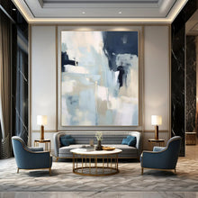 Load image into Gallery viewer, Light &amp; Dark Blue Abstract Painting, Ideal for Modern Living Room &amp; Calming Bedroom LargeART1334
