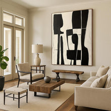 Load image into Gallery viewer, Black &amp; White Minimalist Abstract Figures - Perfect for Modern Dining Room &amp; Library LargeART2368
