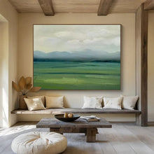 Load image into Gallery viewer, Hand - painted Large - scale Misty Green Landscape Acrylic Art for Tranquil Living Rooms LargeART1785
