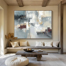 Load image into Gallery viewer, Blue - Gray Abstract Painting On Canvas with Subtle Reds DKH352
