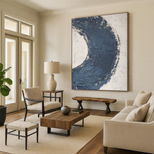 Load image into Gallery viewer, Oversized Blue Semi - Circular Textured Acrylic Art for Hallway &amp; Minimalist Home LargeART0427
