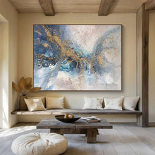 Load image into Gallery viewer, Abstract Gold “Blue - Gold Swirl” Painting on Canvas, Luxurious Modern Art DKH880
