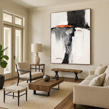 Load image into Gallery viewer, Custom Large Textured Black - White - Orange Art - Ideal for Industrial Loft &amp; Art - Centric Restaurant LargeART0791
