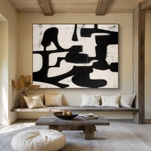 Load image into Gallery viewer, Bold Black and White Abstract Forms Abstract acrylic painting DLZ063
