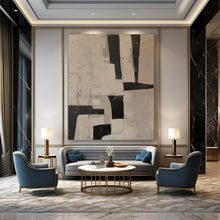 Load image into Gallery viewer, Black - White Geometric Abstract Acrylic Art, Perfect for Dining Area &amp; Modern Hallway LargeART0985
