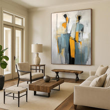 Load image into Gallery viewer, Grey and Yellow Abstract Figures Painting, Perfect for Contemporary Living Room &amp; Art - Centric Workplace LargeART1880
