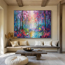 Load image into Gallery viewer, Colorful Forest Painting on Canvas - “Enchanted Woodland” DKH765
