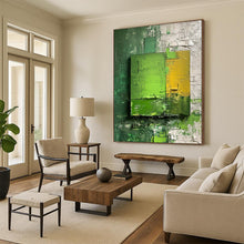 Load image into Gallery viewer, “Layered Green and Yellow Abstract” - Abstract Acrylic with Depth DTP030
