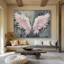Load image into Gallery viewer, Pink Wings of Hope Hand-Painted Abstract Acrylic Art for Teen’s Room Inspiration LargeART1618
