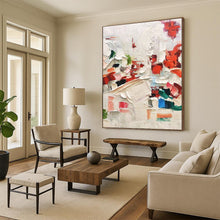 Load image into Gallery viewer, Custom Large Red - Accented Textured White Abstract - Perfect for Modern Dining Room &amp; Art - Centric Penthouse LargeART0731
