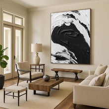 Load image into Gallery viewer, “Monochrome Impasto Wave” - Dramatic Minimalist Art on Canvas DKH1679
