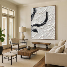 Load image into Gallery viewer, “Black &amp; White Curved Impasto” – Thick black and white impasto, curved shapes DTP400
