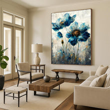 Load image into Gallery viewer, Floral Abstract Painting, Blue &amp; Gray, Nature - Inspired Art for Bedroom &amp; Boutique LargeART2169

