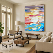 Load image into Gallery viewer, Large - Scale Colorful Sunset Seaside Abstract - Ideal for Beachfront Villa Living Room &amp; Coastal Restaurant LargeART0724
