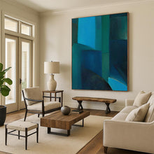 Load image into Gallery viewer, Geometric Abstract Art, Layered Blue Tones for Sophisticated Study &amp; Coastal - Themed Hallway LargeART2255
