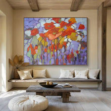 Load image into Gallery viewer, Colorful Floral “Patchwork Poppies” Painting on Canvas, Quirky Flower Art DKH853
