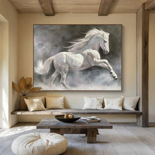 Load image into Gallery viewer, Hand - painted Majestic White Horse Acrylic Art for Equestrian - Inspired Living Spaces LargeART1744
