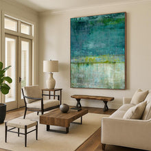 Load image into Gallery viewer, Teal &amp; Green Textured Abstract Art, Perfect for Coastal Bedroom &amp; Relaxing Spa LargeART2274
