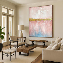 Load image into Gallery viewer, Pink &amp; Gold Strip Abstract Painting, Perfect for Elegant Bedroom &amp; Glamorous Dressing Room LargeART1884
