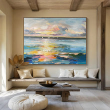 Load image into Gallery viewer, Impressionist Sunset Sea with Sailboats Abstract Art for Nautical Home &amp; Relaxing Patio DKH115
