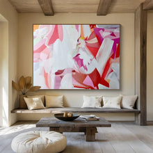 Load image into Gallery viewer, Pink &amp; White Abstract - Feminine Bedroom Art LargeART1585
