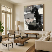 Load image into Gallery viewer, “Grey and Black Minimalist Abstract” - Grey, Black, White Abstract Art on Canvas DKH1263
