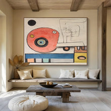 Load image into Gallery viewer, Whimsical Circular Creature Red, Blue &amp; Playful Patterns on Canvas DLZ004
