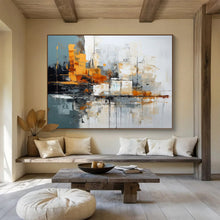 Load image into Gallery viewer, Urban Abstraction Grey, Orange &amp; Dynamic Textures on Canvas DLZ002
