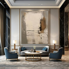 Load image into Gallery viewer, Gray &amp; White Line Abstract Canvas Painting, Perfect for Contemporary Office &amp; Art - Lovers’ Lounge LargeART1305
