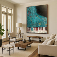 Load image into Gallery viewer, Teal - Toned Abstract Piano Painting, Suited for Music Room &amp; Creative Lounge LargeART1998
