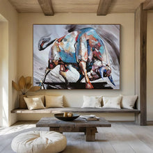 Load image into Gallery viewer, Hand - painted Large - Scale Colorful Abstract Bull Acrylic Art for Bold Entrance Halls LargeART1747

