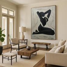 Load image into Gallery viewer, Monochrome Abstract Painting, Black &amp; Beige, Figure Art for Yoga Studio &amp; Bedroom LargeART2164
