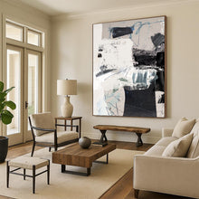 Load image into Gallery viewer, Collage - Like Abstract Intrigue – Gray, Black, White, and Blue Mixed - Media Abstract DTP194
