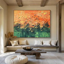 Load image into Gallery viewer, Orange - Green Splatter Abstract Art for Bohemian Café &amp; Artistic Studio DKH155
