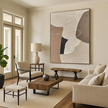 Load image into Gallery viewer, “Neutral Tones &amp; Lines” - Beige, Brown, Black, White Abstract Art on Canvas DKH1112
