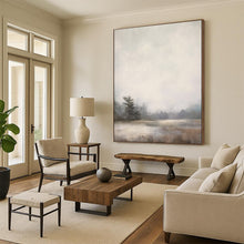 Load image into Gallery viewer, Gray - Beige Abstract Misty Lake Scene, Ideal for Rustic Cabin Living Room &amp; Calming Bedroom LargeART2058
