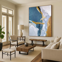 Load image into Gallery viewer, Blue &amp; Gold Abstract Art, Perfect for Chic Bedroom &amp; Stylish Office LargeART2332
