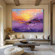 Load image into Gallery viewer, Vibrant Purple and Orange Sunset Abstract acrylic painting DLZ084
