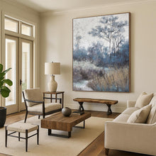 Load image into Gallery viewer, “Blue - Toned Forest Path” - Misty Woodland Landscape on Canvas DKH1458
