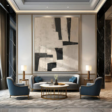 Load image into Gallery viewer, Hand - painted Extensive Black - White Geometric Abstract Acrylic Art for Modern Offices LargeART0123
