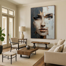 Load image into Gallery viewer, Textured Abstract Portrait, Layered Paint Fragmented Art for Avant - Garde Gallery &amp; Thoughtful Library LargeART2190
