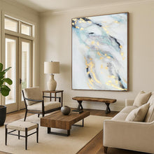 Load image into Gallery viewer, Large - Scale Blue - Gray - Gold Abstract Acrylic Art for Bedroom &amp; Luxury Hotel Room LargeART0428
